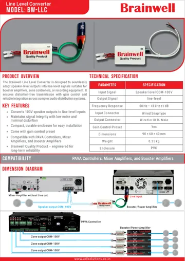 Brainwell Line Level Converter BW-LLC datasheet