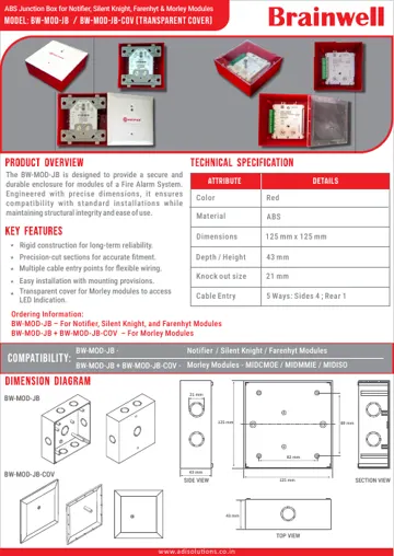 Brainwell Module Junction Box BW-MOD-JB / BW-MOD-JB-COV datasheet